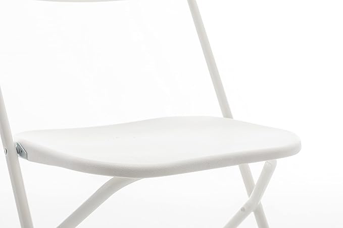 BTEXPERT Set of 4 Pack, White Plastic Folding Chair Steel Frame Commercial High Capacity Event Chair Lightweight Set for Office Wedding Party Picnic Kitchen Dining Church School