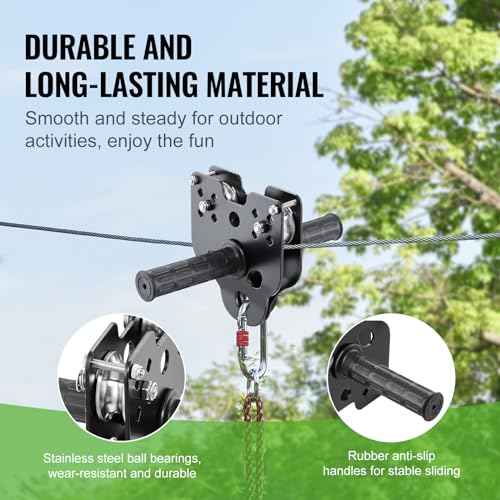 VEVOR Zip line Kits for Backyard£¬160ft Zip line Kit for Kids and Adult Up to 330 lb, Included Swing Seat, Ziplines Brake, and Steel Trolley, Outdoor Playground Equipment