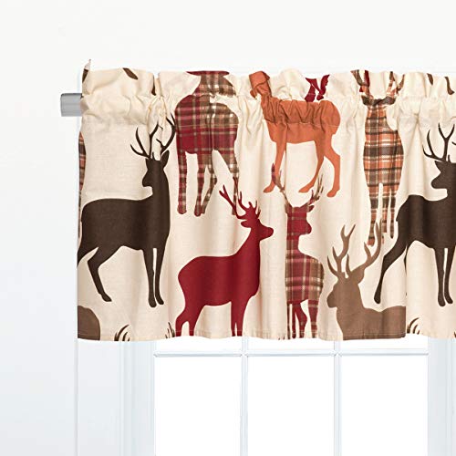 C&F Home Colton Lodge Cabin Deer Camping Forest Red Cream Brown Cotton Bedroom Guestroom Premium Window Valance Valance tan