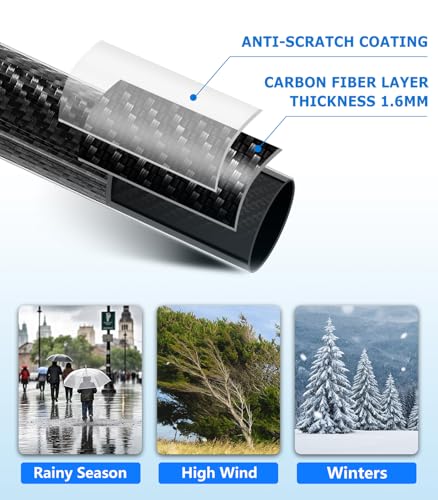 Sinyoeer 5 FT Carbon Fiber Flag Pole for Outside House, Heavy Duty Flag Pole for House, Porch, Wall, 1 Inch Flag Poles for...