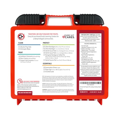 Be Smart Get Prepared OSHA/ANSI First Aid Kit - 10 Person, 100 Pieces - Designed for Home, Business, School, Industrial, a...
