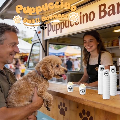 Yungyan 100 Pcs 3 oz Tiny Pup Cups for Dogs Mini Cups for Cream Mini Dog Paw Disposable Paper Container for Cafe Bar Pet T...