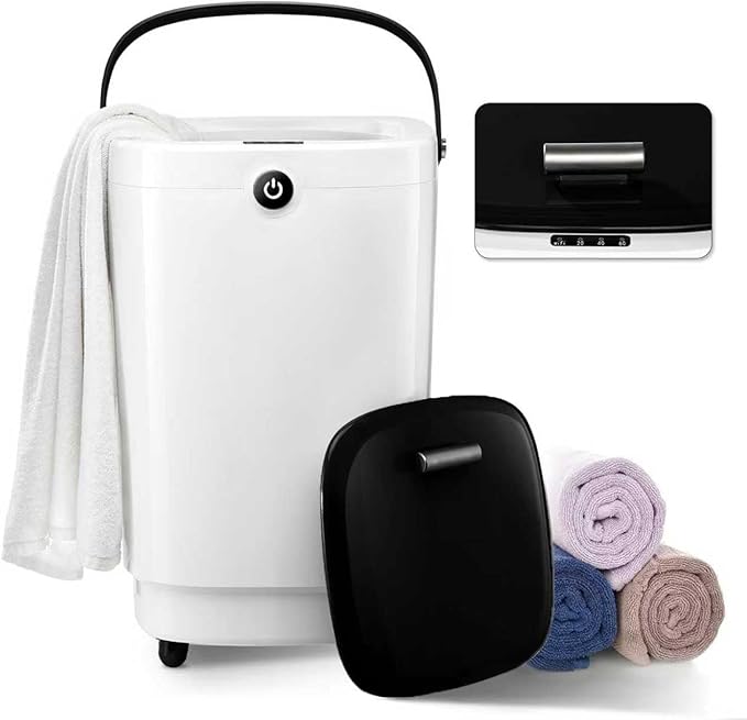 Towel Warmers for Bathroom Bucket，Luxury Large Spa Towel Hot Warmer Bucket Style-Hot Towels in 10 Minutes-Fits Up to Two 40"x70" Oversized Towels - Bathrobe, Towel, Blanket-Black