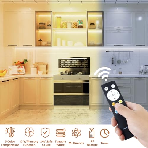 Wefomey White LED Strip Lights, 100ft Dimmable Bright 24V Led Tape Light with Remote and App Control, 2700K-6500K White 14...