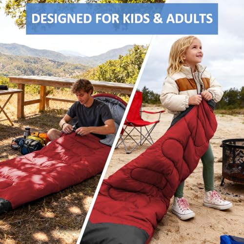 oaskys Camping Sleeping Bag - 3 Season Warm & Cool Weather - Summer Spring Fall Lightweight Waterproof for Adults Kids - C...