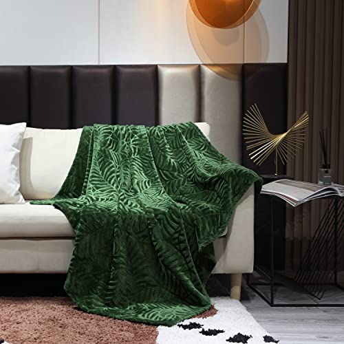 SOCHOW Super Soft Flannel Fleece Throw Blanket, Lightweight Cozy Warm Leaves Textured Plush Blanket for Bed Couch Sofa, 60...