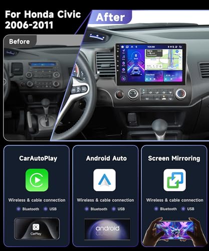 8 Core 4G+64G Car Radio Stereo for Honda Civic 2006-2011 with 10.1" 1280 * 720 IPS Touch Screen/DSP 46EQ/Wireless CarPlay/...