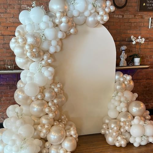 Pearl Balloons, 52 PCS 12 Inch Pearl white Double-Stuffed Balloons, White Pearl Sand White Double-Stuffed Ivory Latex Ball...