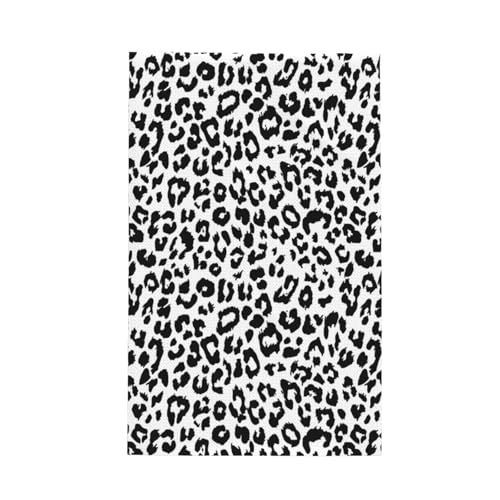 Novastar Kitchen Towels - Soft Absorbent Quick Towels for Kitchen Drying, Leopard Black White Texture Print Drying Dish Hand Towel for Home Decor with Lanyard