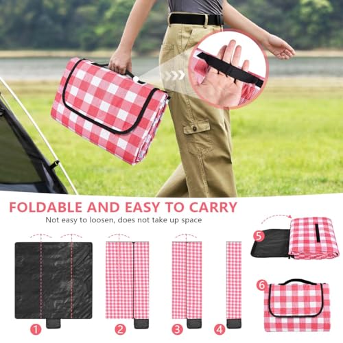 OBTANIM Extra Large Picnic Blanket 80 x 80 Inch Waterproof Foldable Beach Blankets Outdoor Picnic Mat for Camping Grass La...