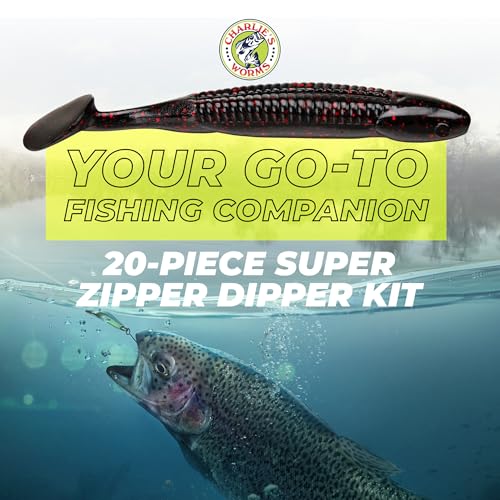 Charlie's Worms Bass Lures Freshwater Fishing Lure - Scented Artificial Softbait for Freshwater & Saltwater Bass Fishing, ...