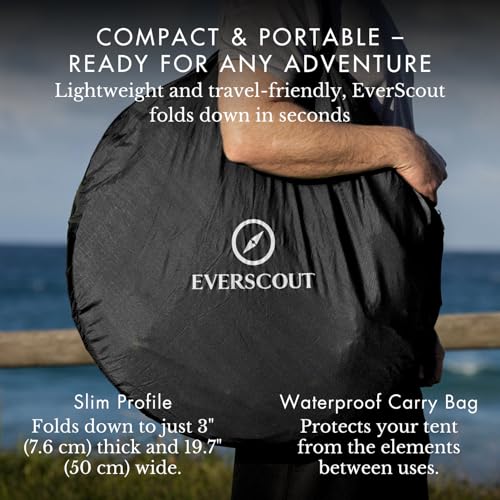 Portable Pop-Up Privacy Tent – Black/Green & Carry Bag. Outdoor Shower, Toilet, and Changing shelter. Water-Repellent, Com...