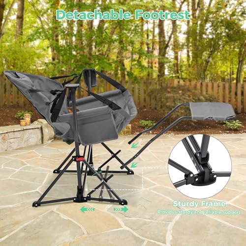 Ainfox Hammock Chair with Footrest, Oversized Swinging Portable Folding Camping Chairs for Adults Outside Swinging Camp wi...