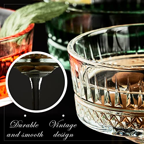 the mask el turko Vintage Coupe Glasses Set of 4, Champagne, Cocktail, Martini, Wine Glasses, Long Stem Glassware, (8.8oz/...