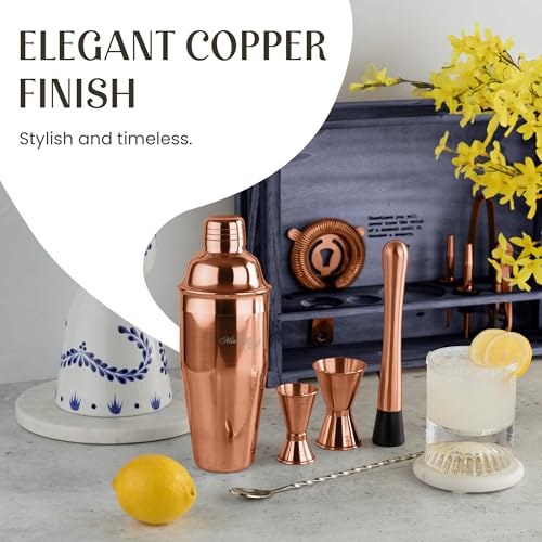 Mixology & Craft 11-Piece Cocktail Shaker Set with Wood Stand | Complete Cocktail Kit Gift Set | Top Bartender Gifts for M...