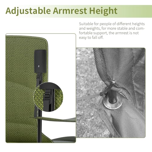 Heavy Duty Folding Chair 500LB Capacity, Oversized Camping Chairs with Cup Holder, Cooler Bag & Storage Pouch, Double-Laye...