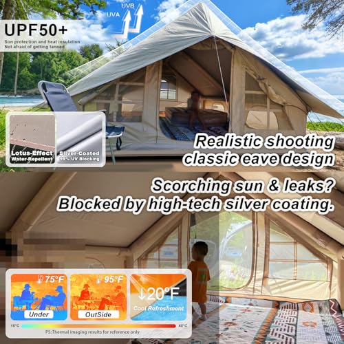 10‘ x 13’ Rain Fly Fits for 6-8 People, 4 Season Waterproof and Ultralight Survival Tent Shelter Awning Sunshade Cloth, Ea...