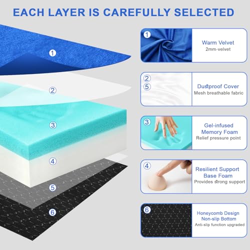 Memory Foam Camping Mattress pad, Comfortable Thick Floor Sleeping Mat for Adults with Waterproof and Non-Slip Bottom, Por...