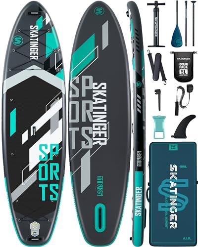 Skatinger 11'6×35" Super Wide Inflatable Paddle Board, Ultra Stable Stand Up Paddleboards for 450lb/3 People/Family/Big Si...