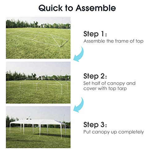Tangkula 10 x 30 Feet Outdoor Canopy Tent, Wedding Party Tent with 16 Stakes & 8 Wind Ropes, Yard Enclosed for Events, Par...