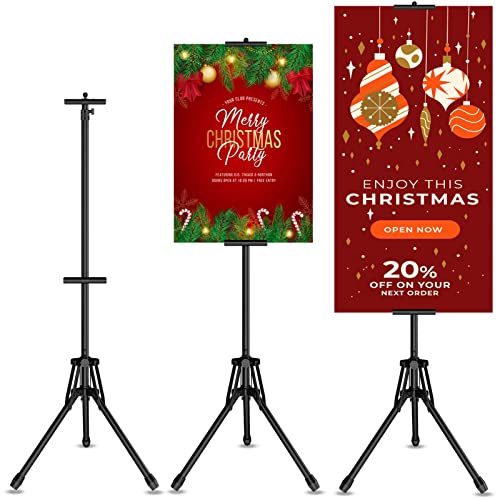 GSOW Poster Stand for Display, 80'' Adjustable Sign Stand Tripod, Retractable Poster Board Stand Double-Sided Banner Stan...