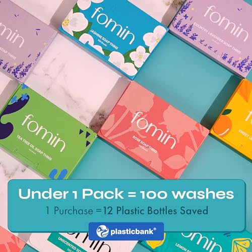 FOMIN - Antibacterial Paper Soap Sheets for Hand Washing - (300 Sheets) Orange, Tea Tree, Lavender Portable Travel Soap Sh...