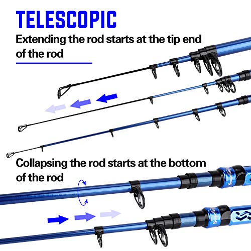 Sougayilang Telescopic Fishing Rod - 24 Ton Carbon Fiber,CNC Machined Reel Seat, Comfortable EVA Handle, Travel Fishing Ro...