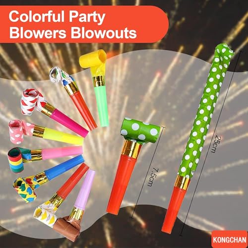 25pcs Party Blowers,Colourful Noisemakers Party Blowouts Squawkers Fringed Noise Maker,Birthday Noisemakers Birthday Blow ...