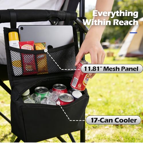 JKLESA XL Premium Camping Chair - 400lb Capacity, Oversized 23.7" Wide Seat, Heavy Duty 600D Oxford Fabric, Padded Camping...