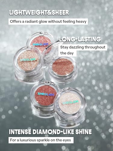 SHEGLAM Enigma Sparkly Eyeshadow Longwear Eyeshadow Single, High-Pigment Eye Shadow Compact, Smooth & Blendable Colors-Pure