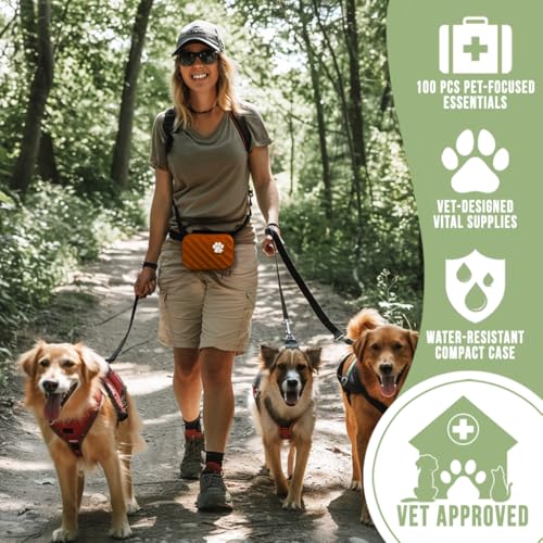 EVERLIT Pet Medic First Aid Kit | Vet-Approved Animal Care Kit with 95 Pcs Medical, Outdoor & Emergency Supplies to Treat ...