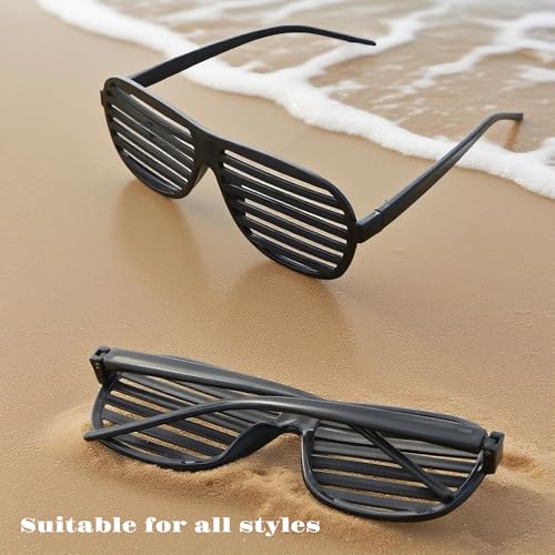 4 Pack Black & Neon Shutter Shades Glasses Retro Slotted Fun Eyewear 80s 90s Party Favors Birthday Photo Booth Props Festi...