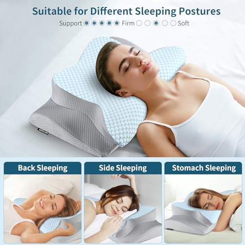 Neck Pillow Cervical Memory Foam Pillows for Pain Relief Sleeping, Contour Pillow for Shoulder Pain, Ergonomic Orthopedic ...