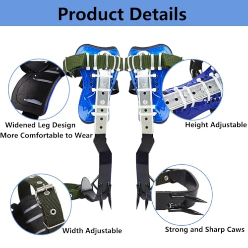 DJEMMPS Tree Climbing Spike, Tree Climbing Spike Set 2 Gears Non-Slip Tree Climbing Gear, Tree Climbing Tool Equipment wit...