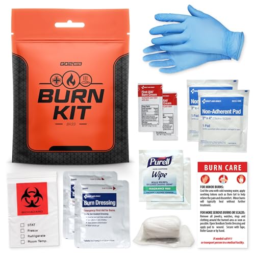 Go2Kits Advanced Burn Kit, Comprehensive Burn First Aid Kit with Dressings, Burn Cream & Gauze, Portable First Aid Kit for...