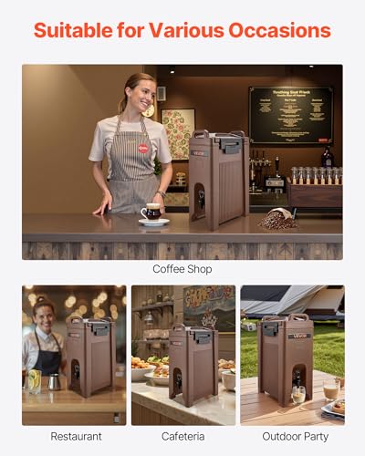 VEVOR Insulated Beverage Dispenser, 5 Gal/19L Hot and Cold Beverage Server with Spigot & Handle, Food-Grade Thermal Drink ...