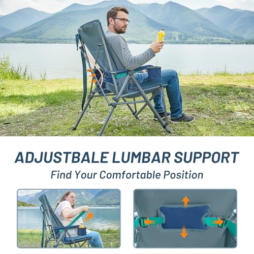 TIMBER RIDGE Oversized Camping Chair with Lumbar Support, Portable Folding Chair Heavy Duty for Adults Supports 450 LBS fo...