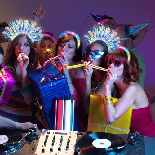 Light up Headbands Crown LED Easter Glitter Headband Hoop Glow Rave Costume Headpiece for Women Tiara Party Birthday