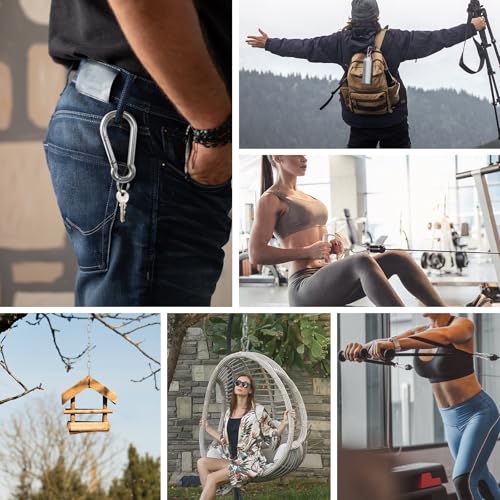 Large Carabiner Clip Hooks, 4pcs 5.5 inch Carabiners Heavy Duty, 304 Stainless Steel Spring Snap Hook Fits Camping Hanging...