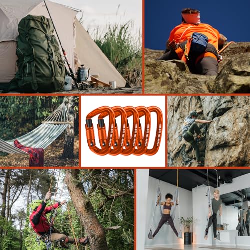 AINIKEY Climbing Carabiner Clips 25kN Auto Locking Carabiner, Professional Heavy Duty Large Locking Carabiner Clips for Ro...