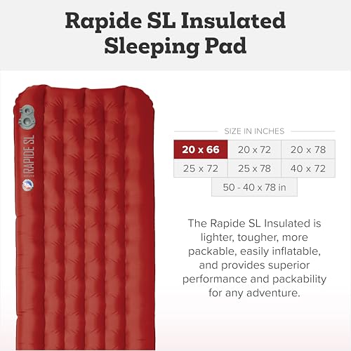 Big Agnes Rapide SL - Insulated Sleeping Pad, Ultralight, All Season Compact Backpacking and Hiking, Pumphouse Sack Includ...