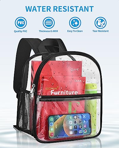 Paxiland Clear Backpack Stadium Approved 12×12×6 with Reinforced and Wider Shoulder Straps, Small Clear Bag for Schools, C...