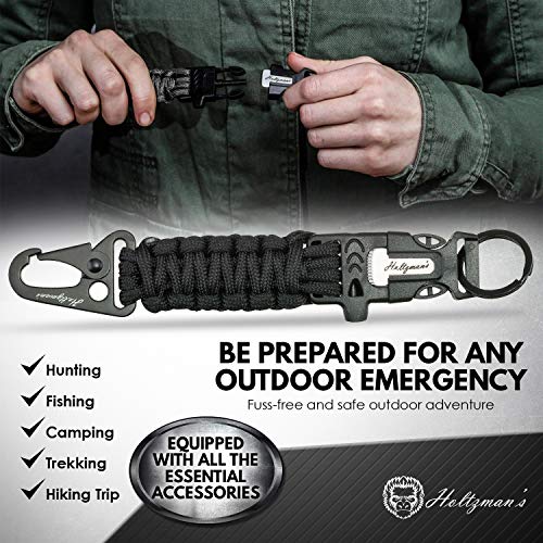Ultimate 5-in-1 Paracord Keychain with Carabiner for Camping, Fishing, Hunting & Outdoor Emergencies | Multipurpose Surviv...