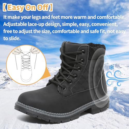 Winter Hiking Boots Women Waterproof Snow Ankle Booties Work Boots Warm Fur Lined Trekking Shoes Winter Lace up Booties fo...