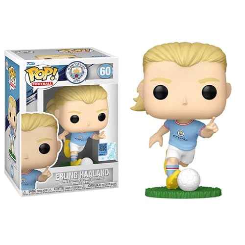 POP Football: Manchester City - Erling Haaland Funko Vinyl Figure (Bundled with Compatible Box Protector Case), Multicolor, 3.75 inches