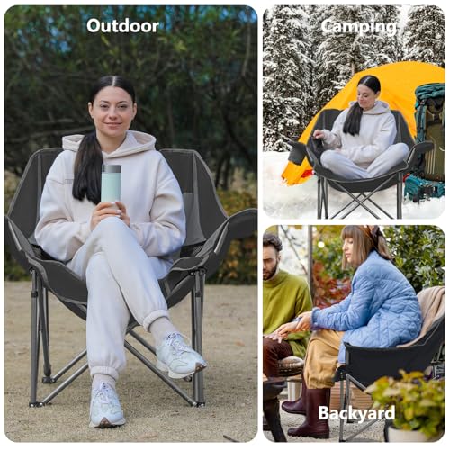 Colegence Oversized XL Padded Camping Chair Wide Heavy Duty Lawn Chairs Support 450 LBS Portable Folding Gaint Camp Chair ...