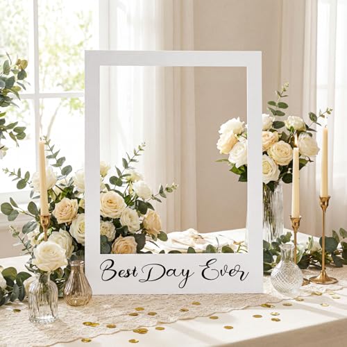 BreezeHug 32 x 24 Inch Large Wedding Quinceanera Photo Booth Prop Picture Frame DIY PVC Cutouts Photo Booth Prop Selfie fo...