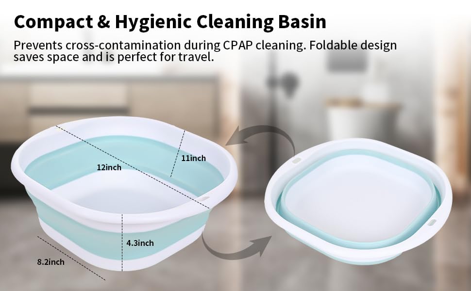 CPAP Hose Cleaner Kit - CPAP Tube Cleaning Brush, CPAP Hose Brush, LongFlexible CPAP Tube Brush with Basin, Drying Hook & Gloves - CPAP CleaningSupplies for Hose, Mask & Tubing