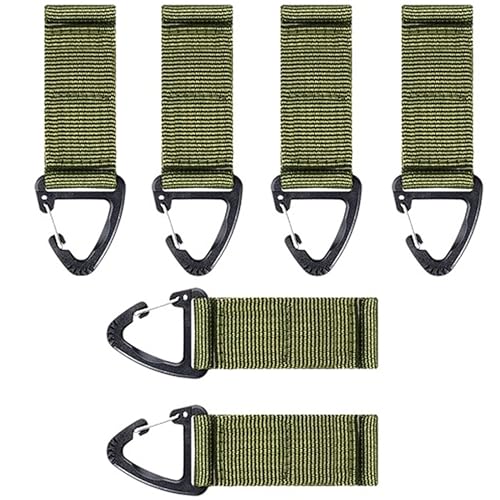 Tactical Key Ring Chain, D-Ring Snap Clip Carabiner, Multifunction Keychain Webbing Belt Holder 6PCS, Gear Hook for Hiking...