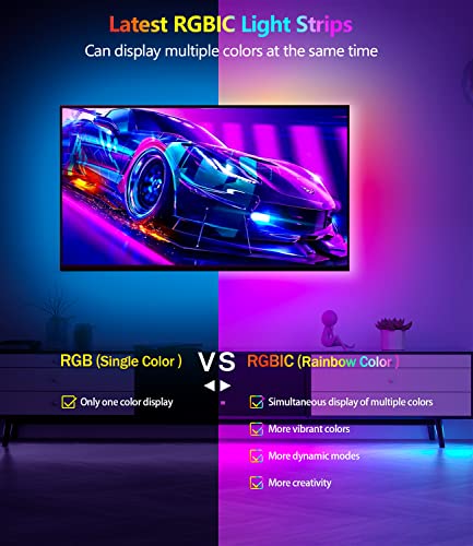 Daymeet Led Lights for Bedroom, 33ft Led Chasing Effect Dream ICRGB Light Strip, USB Smart Light Strips APP Control Music ...